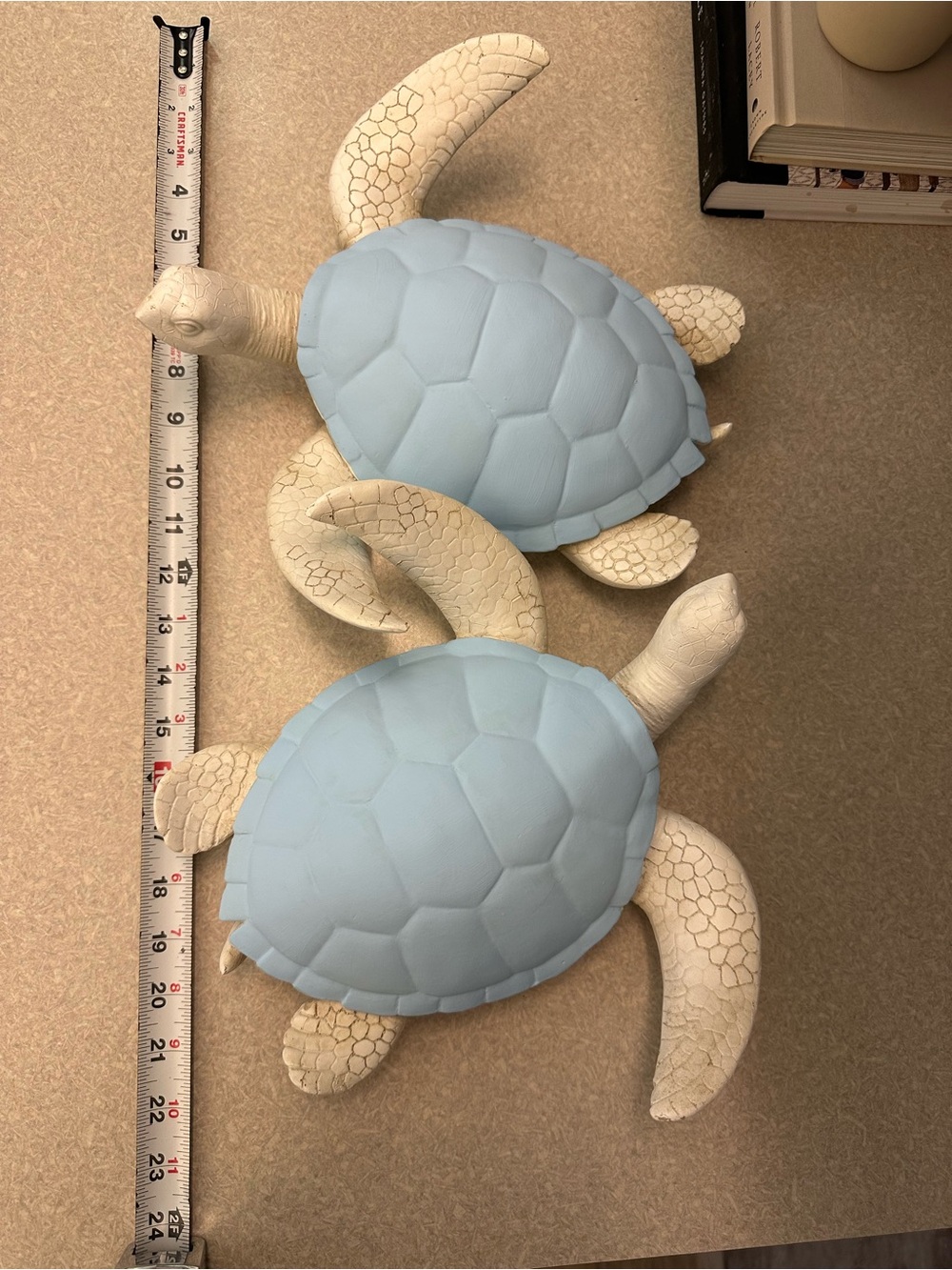 Coastal Blue Sea Turtle Wall Decor Pair - HandPainted Blue